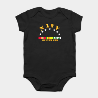 Navy Baby Bodysuit - Navy -  Vietnam War w SVC Ribbons by Military Insignia Clothing and Products